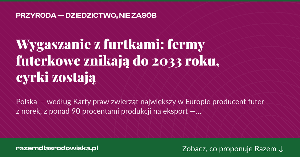 Karta social do udostępnienia: Wygaszanie z furtkami: fermy futerkowe znikają do 2033 roku, cyrki zostają